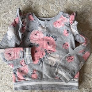 Janie and Jack Pink and Gray Floral Sweatshirt